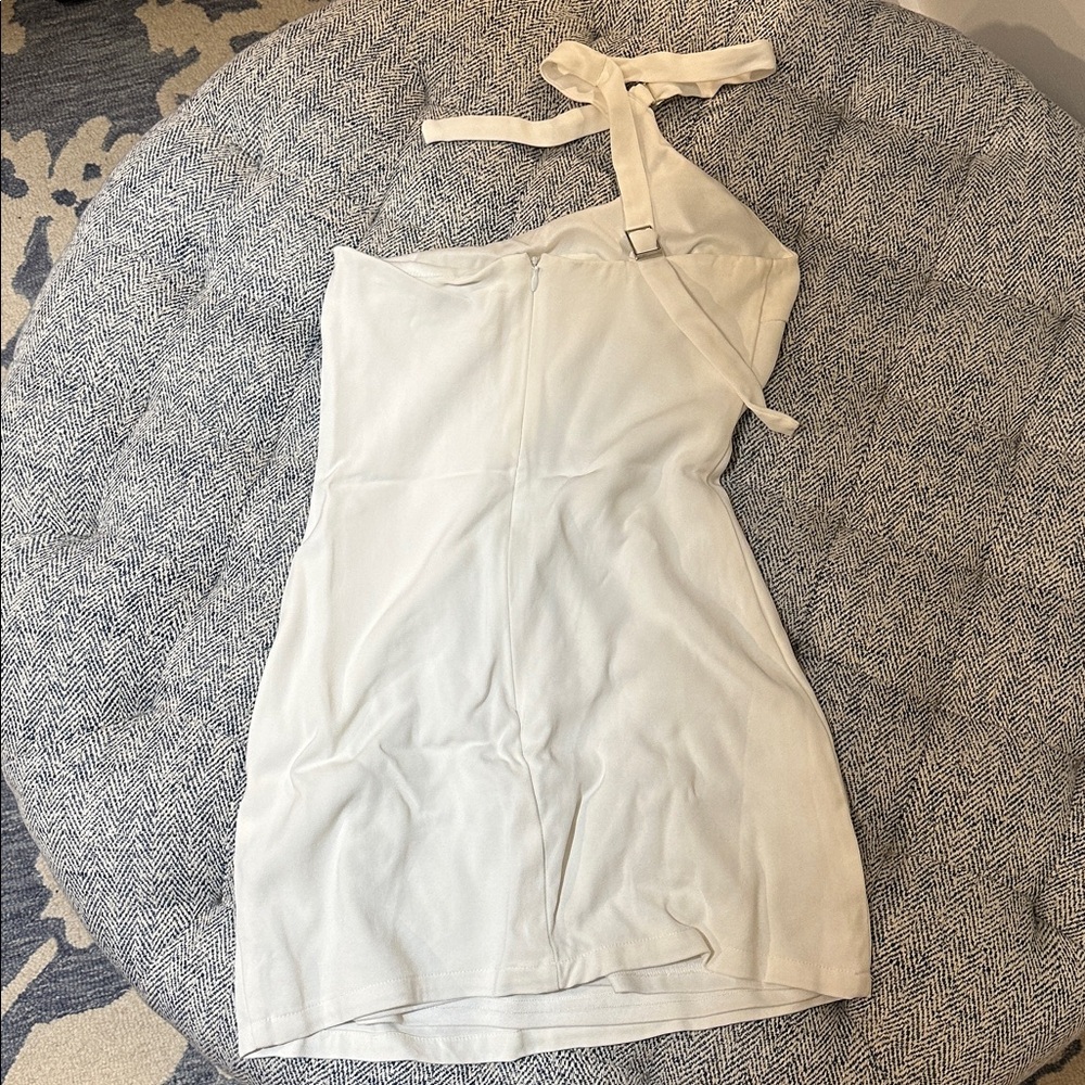 With Jean White Asymmetric Halter Mini Dress - Picture 6 of 7